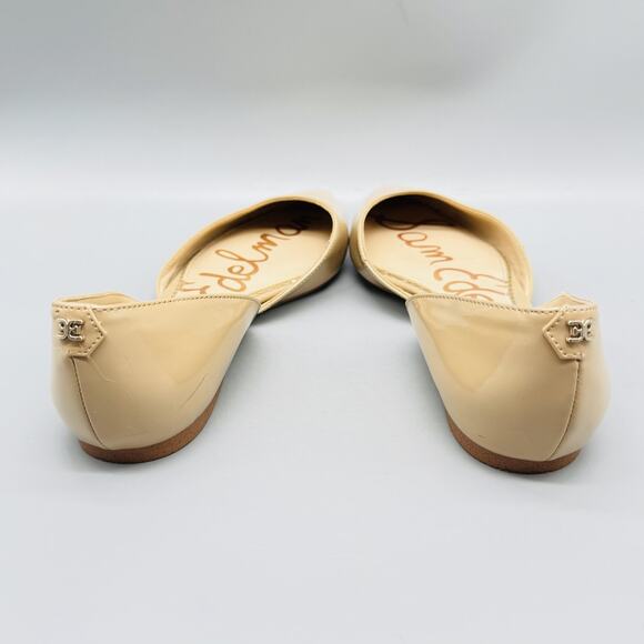 Sam Edelman Shoes Womens 6 Beige Patent Leather D'Orsay Pointed Toe Flats Cutout - Picture 8 of 13